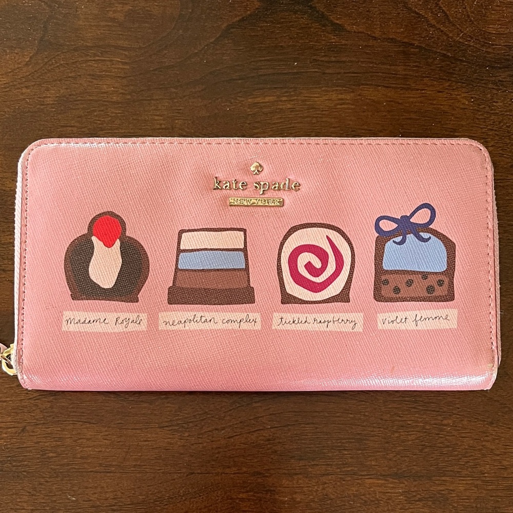 Kate Spade Pink Cedar Street Desserts Chocolates Continental Lacey Zip Wallet